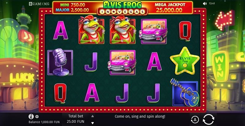 Дизайн слота Elvis Frog in Vegas